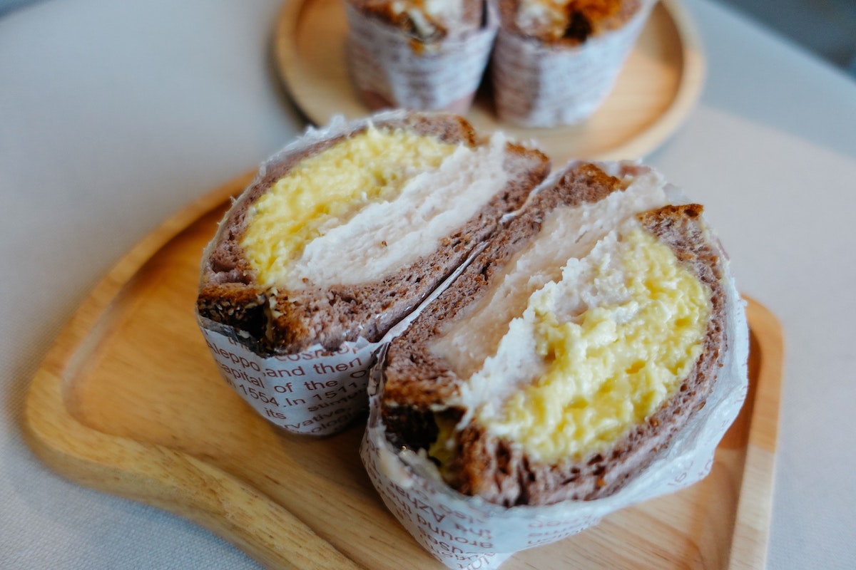 egg and mayonnaise sandwich in wrap