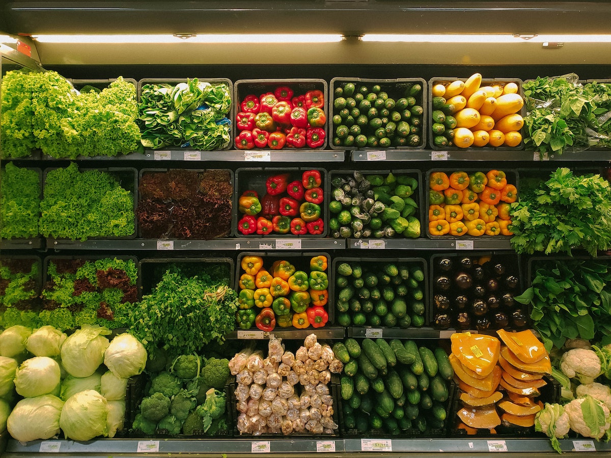 fruit and vegetables in a supermarket. cheapest supermarket delivery article