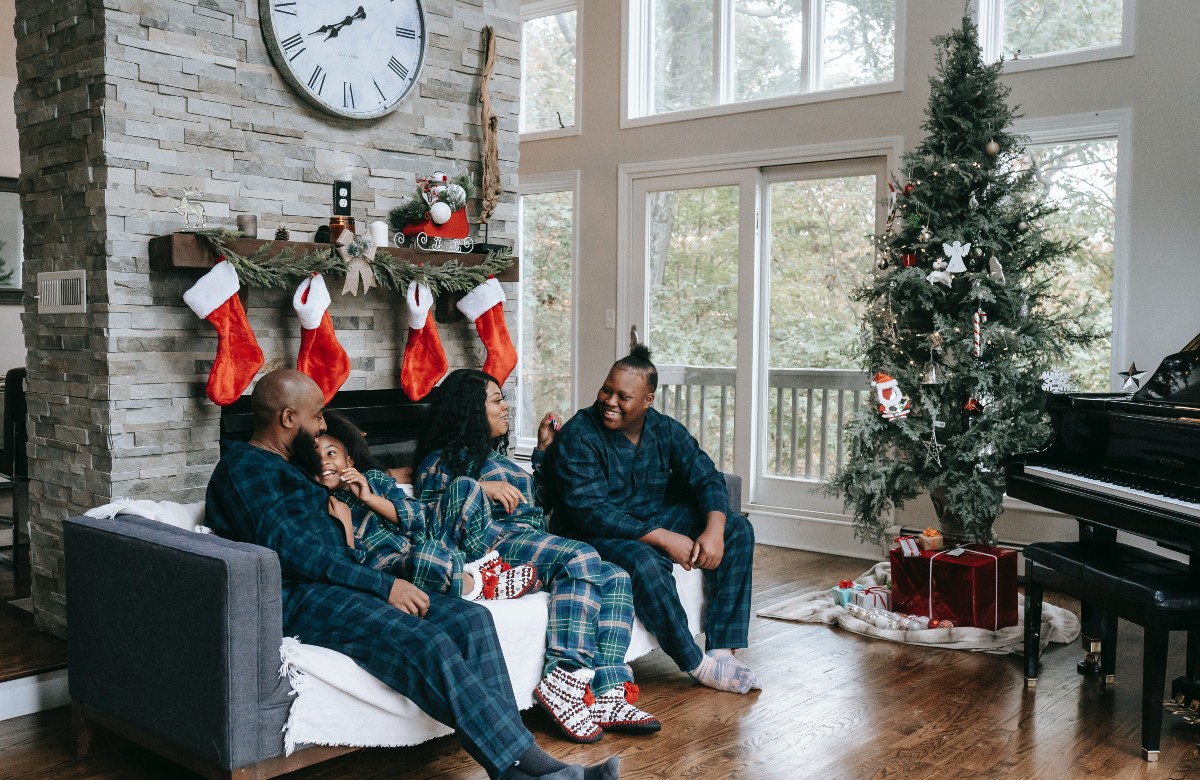 family at christmas watching christmas films