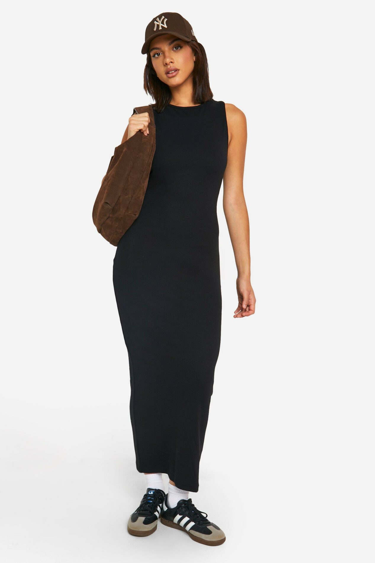 Boohoo Black Rib Midaxi