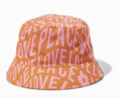 Orange peace and love bucket hat from Claire's
