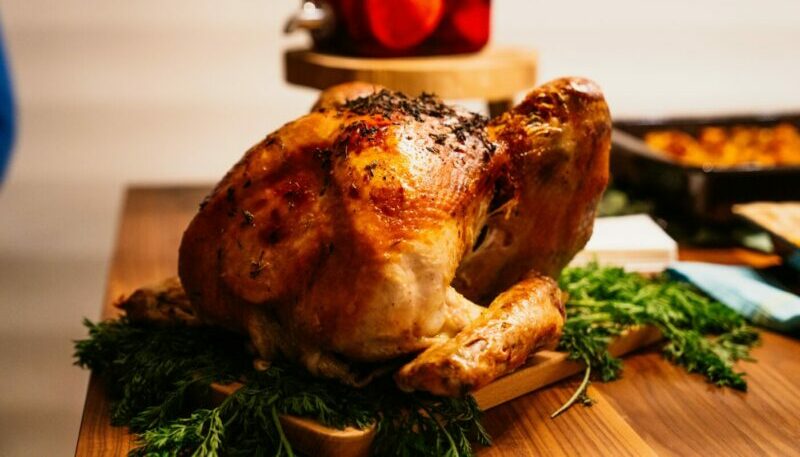 Roast turkey resting after cooking