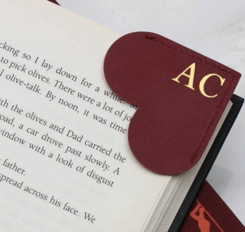 Personalised Initial Leather Heart Corner Bookmark notonthehighstreet.com - personalised mother's day gifts under £20