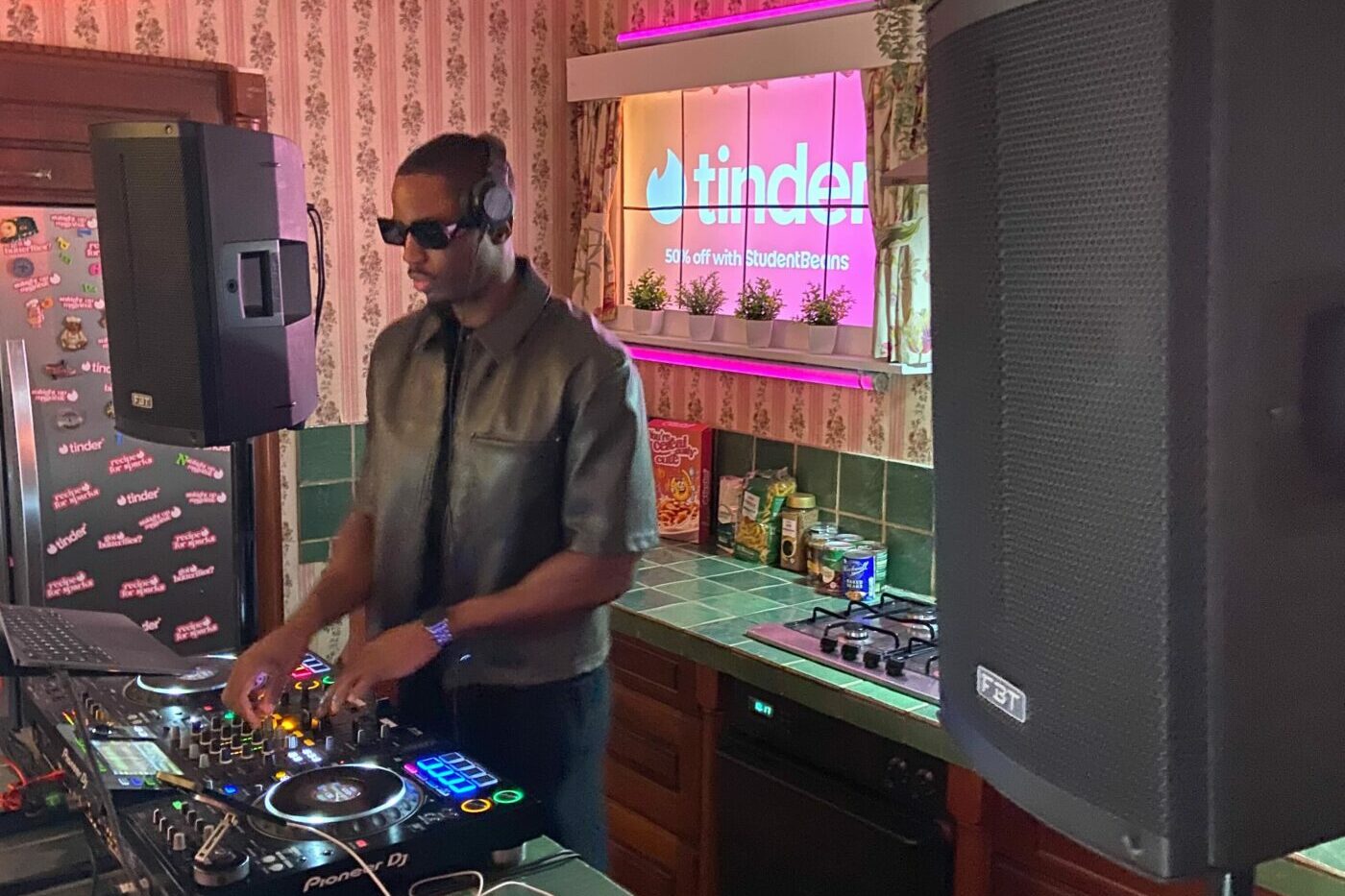 dj playing at student beans live large house party in soho at the house party venue during freshers week