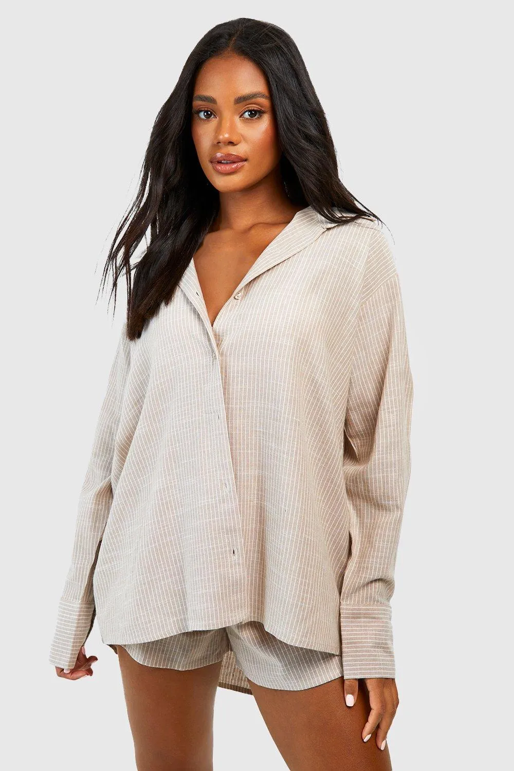 bohooo oversized pyjama shirt