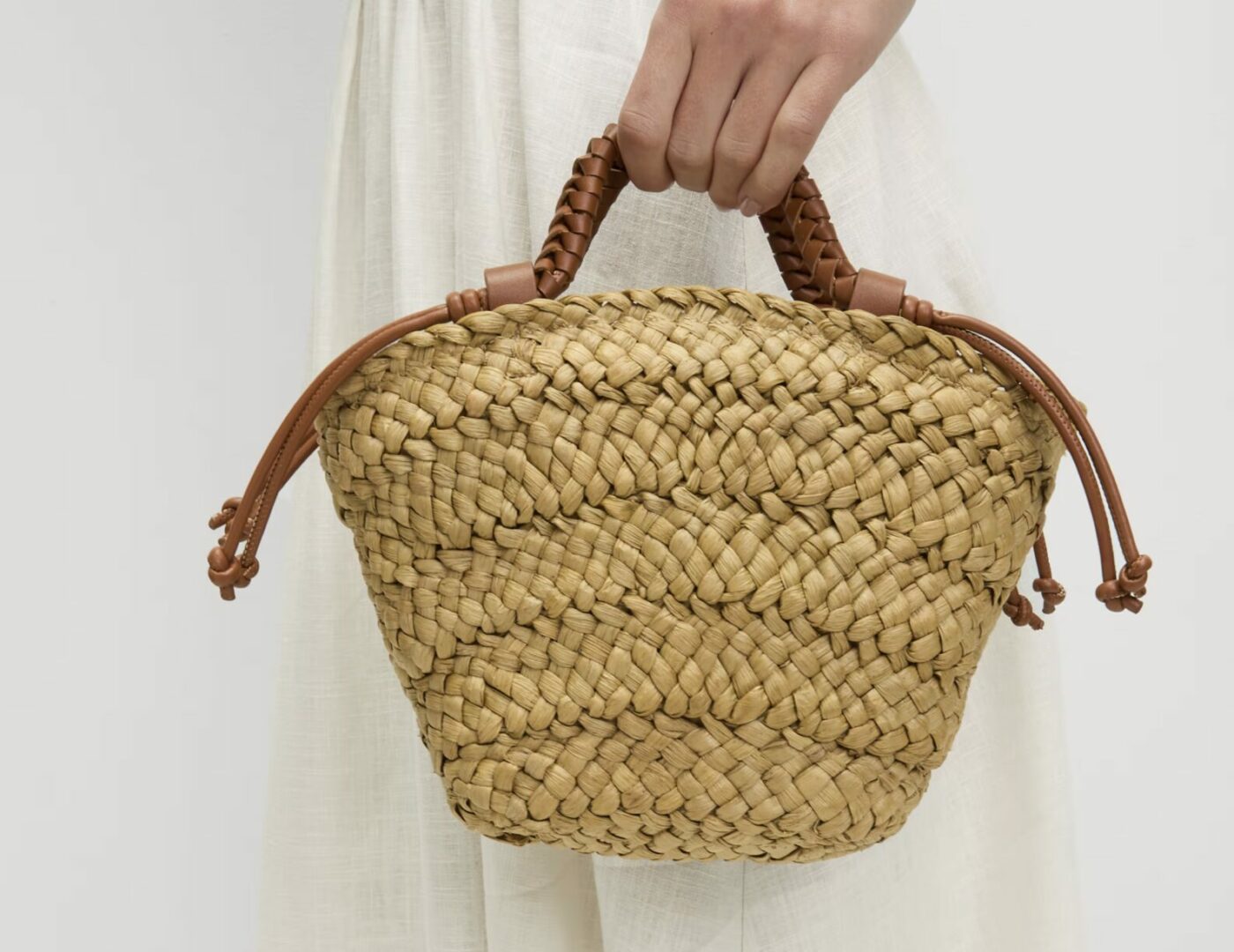 straw woven mini basket shoulder bag