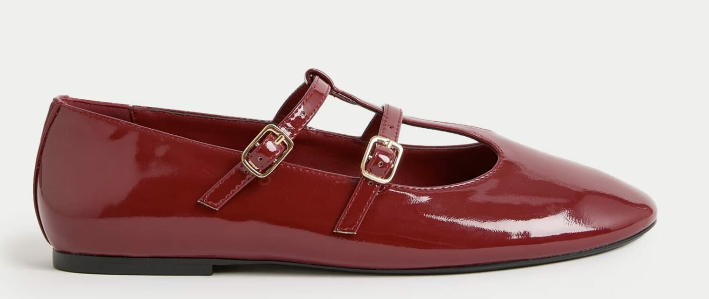 Patent Strappy Flat Mary Jane Ballet Pumps M&S