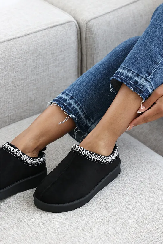 Where's That From 'Reina' Cosy Faux-Suede Fur Lining Slipper - boohoo, UGG Tasmans dupes