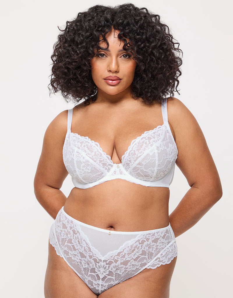 Ann Summers Sexy Lace Plunge Bra White / 44GG