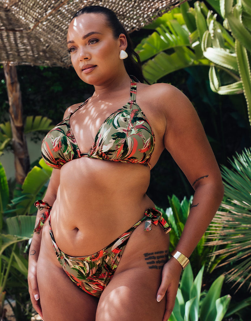 Curvy Kate Sunset Palm String Bikini Top Palm Print / 32H/HH